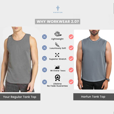Solid Grey Everyday Textured Tank Top - Harfun.in