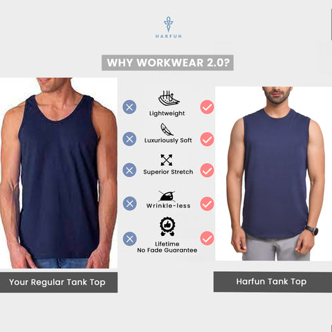 Solid Navy Everyday Textured Tank Top - Harfun.in